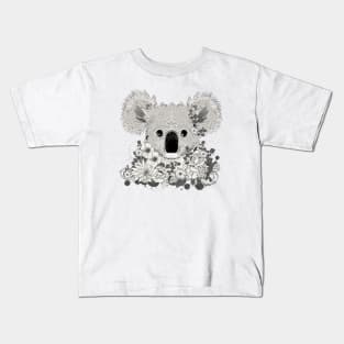 decorated koala bear with flowers and eucalyptus Kids T-Shirt